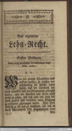 Erster Abschnit, darin einige vorläufige Betrachtungen angestellet werden