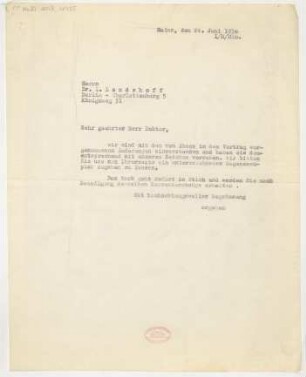 Brief an Ludwig Landshoff : 24.06.1930