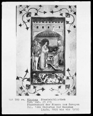 Stundenbuch der Bianca von Savoyen — Bildseite mit zwei Miniaturen, Folio 144 verso