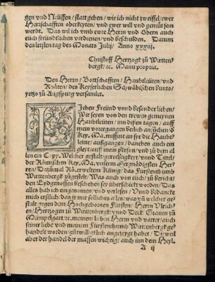 Den Herrn/ Bottschafften/ Haubtleüten/ und Rhäten/ des Keyserlichen Schwäbischen bunts/ yetzo zu Augspurg versamlet.