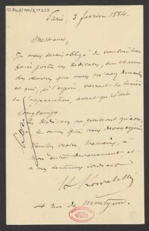 Brief an B. Schott's Söhne : 03.02.1884