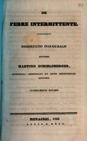 De febre intermittente : diss. inaug.