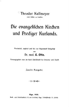 Die evangelischen Kirchen und Prediger Kurlands