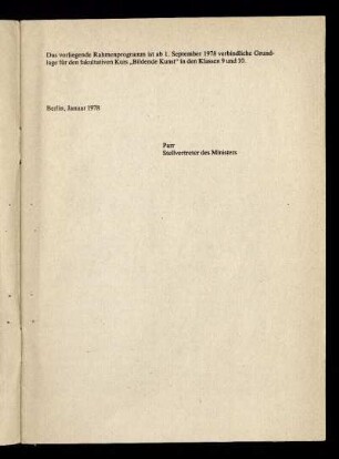 Das vorliegende Rahmenprogramm ...
