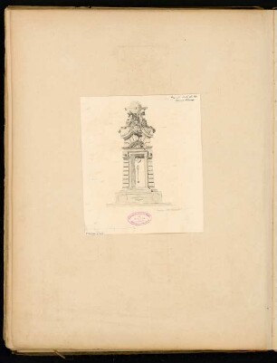 Wettersäule für den Schlossplatz, Berlin Monatskonkurrenz November 1886: Aufriss Vorderansicht; Maßstabsleiste