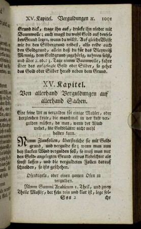 XV. Kapitel. Von allerhand Verguldungen auf allerhand Sachen.
