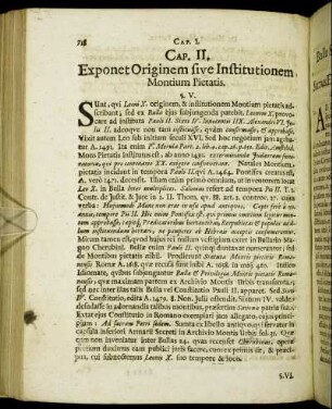 Cap. II. Exponet Originem sive Institutionem Montium Pietatis.