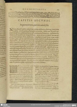 Capitis Secundi. Argumentum, partitio, analysis