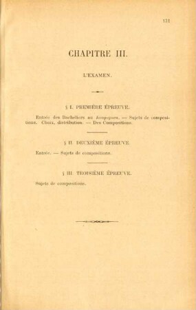 Chapitre III. L'examen
