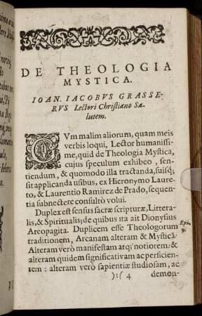 Joan. Jacobus Grasserus Lectori Christiano Salutem.