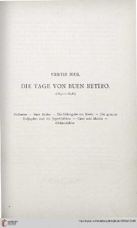 Viertes Buch. Die Tage von Buen Retiro. (1631-1648)