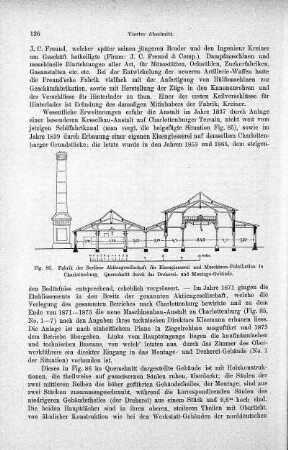 Fig. 86. Fabrik der Berliner Aktiengesellschaft für Eisengiesserei und Maschinen-Fabrikation in Charlottenburg. Querschnitt durch das Dreherei
