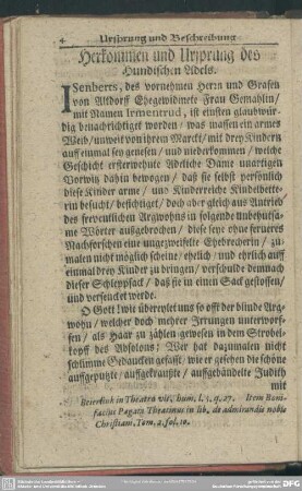 Herkommen und Ursprung des Hundischen Adels