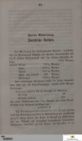 2. Abtheilung: Statistische Notitzen