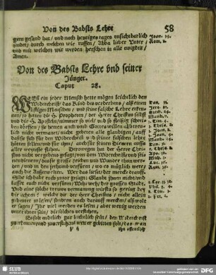 Von des Babsts Lehre und seiner Jünger. Caput 28.