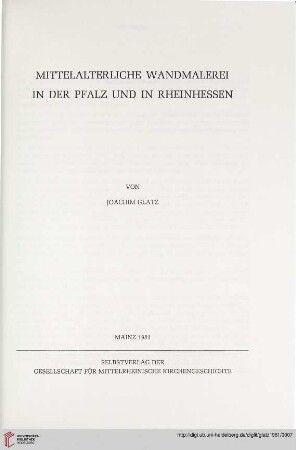 Mittelalterliche Wandmalerei in der Pfalz und in Rheinhessen