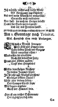 Am 1. Sonntage nach Trinitat. - Am 6. Sonntage nach Trinitat.