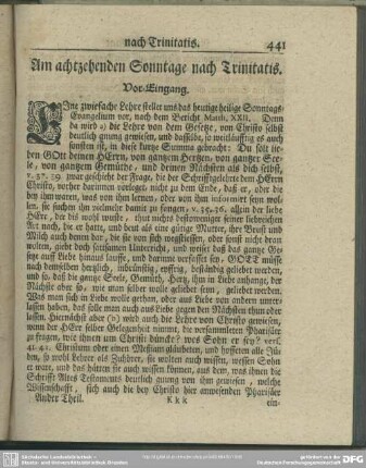 Am achtzehenden Sonntage nach Trinitatis