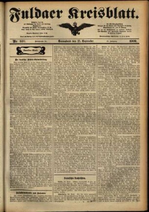 Zweite Ausgabe vom Samstag, den 25. September 1909.