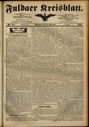 Zweite Ausgabe vom Samstag, den 25. September 1909.