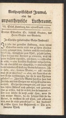 VII. Stück, Hamburg, den 28ten Septb. 1770