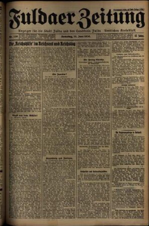 Erste Ausgabe vom Samstag, den 14. Juni 1930.