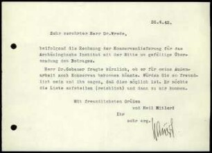 Unbekannt an W. Wrede