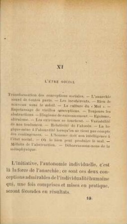 XI L'Être Social