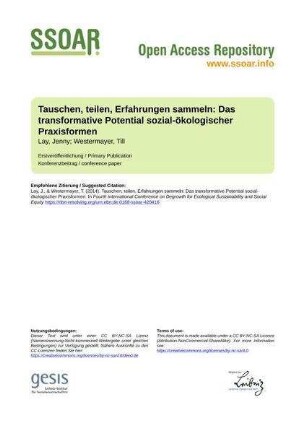 Tauschen, teilen, Erfahrungen sammeln: Das transformative Potential sozial-ökologischer Praxisformen