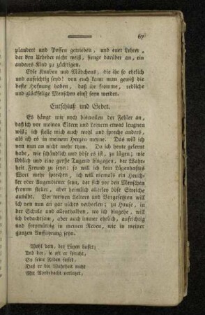 Entschluß und Gebet.
