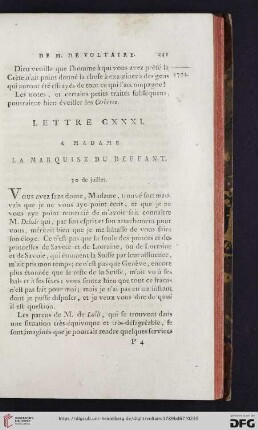(Lettre CXXXI - CXL)