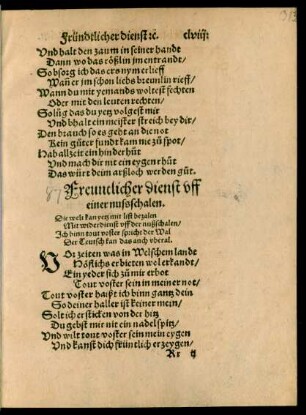 Freuntlicher dienst uff einer nussschalen.