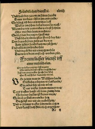 Freuntlicher dienst uff einer nussschalen.
