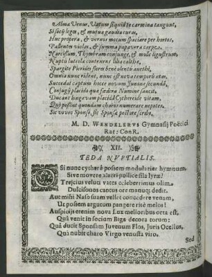 XII. Teda Nuptialis.