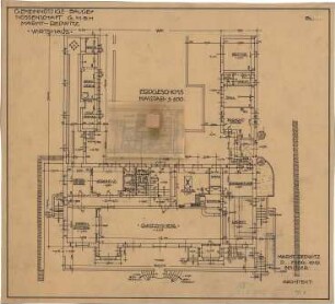 Fischer, Theodor; Marktredwitz; Baugenossenschaft Vereinigte Chamottfabrik, Wirtshaus - 1. Variante (Grundriss EG)
