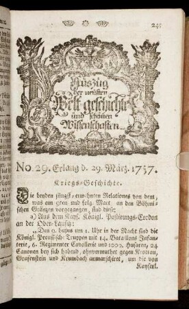 No. 29. Erlang d. 29. März 1757.