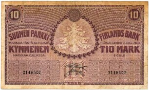 Geldschein, 10 Markkaa, 1918