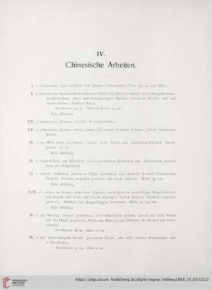 IV. Chinesische Arbeiten (Nr. 1 -21)