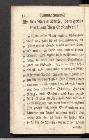 An den Ritter Reith, Dem groß-britannischen Gesandten!