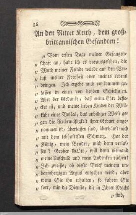 An den Ritter Reith, Dem groß-britannischen Gesandten!