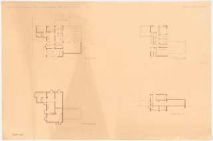 Gymnastikschule am See Monatskonkurrenz Dezember 1932: Grundriss Keller, Erdgeschoss, Obergeschoss, Längsschnitt 1:200