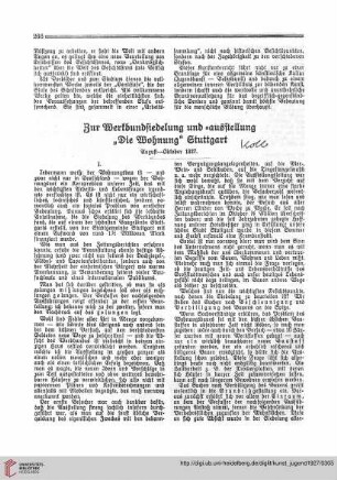 N.F. 7.1927 S. 266-270: Zur Werkbudsiedelung und -ausstellung : ''Die Wohnung'' Stuttgart