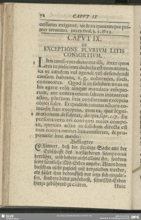 Caput IX. De Exceptione Plurium Litis Consortium
