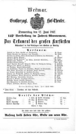 Das Testament des großen Kurfürsten