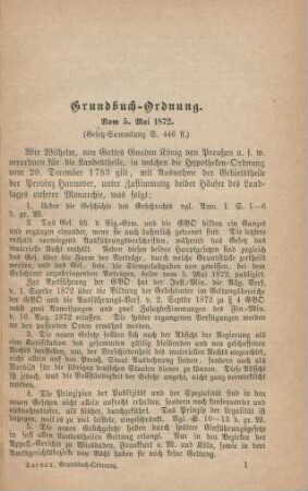 Grundbuch-Ordnung. Vom 5. Mai 1872.
