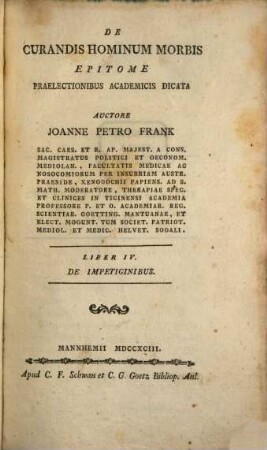 De Curandis Hominum Morbis Epitome Praelectionibus Academicis Dicata, Liber IV. De Impetiginibus