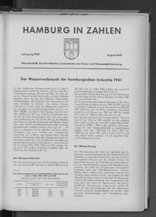 Der Wasserverbrauch der hamburgischen Industrie 1961