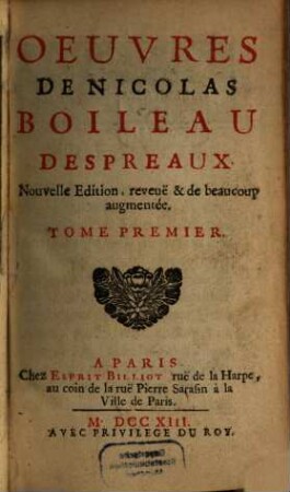 Oeuvres De Nicolas Boileau Despreaux, 1