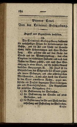 Vierter Titel. Von der Kriminal-Gesetzgebung.