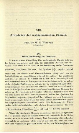 XIII. Grundzüge der mathematischen Chemie.